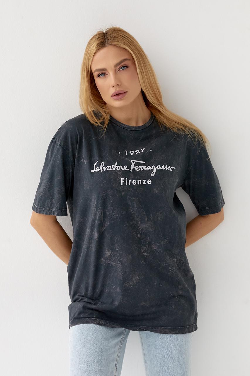 Футболка в технике тай-дай "Salvatore Ferragamo" M Темно-серый (10625109)