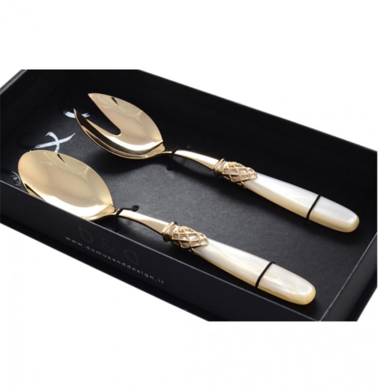 Набор ложек для салата Domus&Design France 2 шт. Gold Champagne/Gold Pearl (CD3FRCGG/CH)