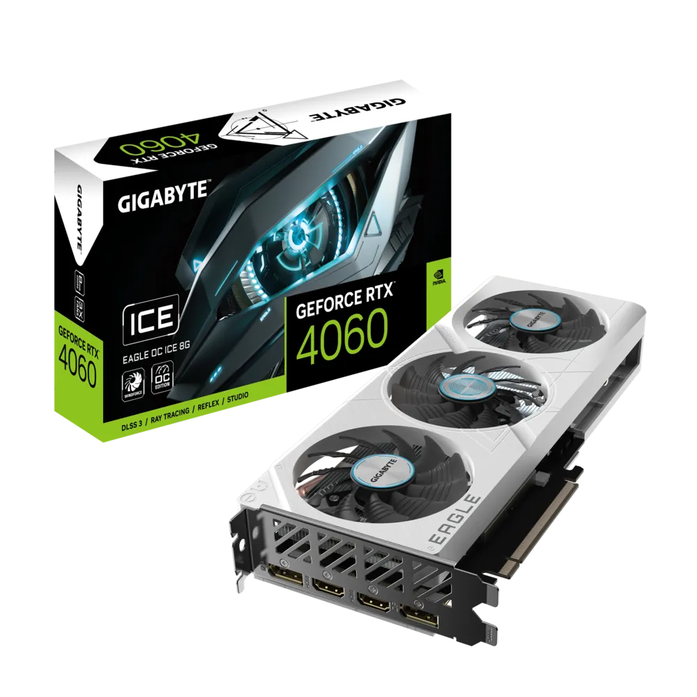 Видеокарта Gigabyte nVidia RTX4060 8 ГБ GDDR6/17000 МГц (GV-N4060EAGLEOC ICE-8GD) - фото 7