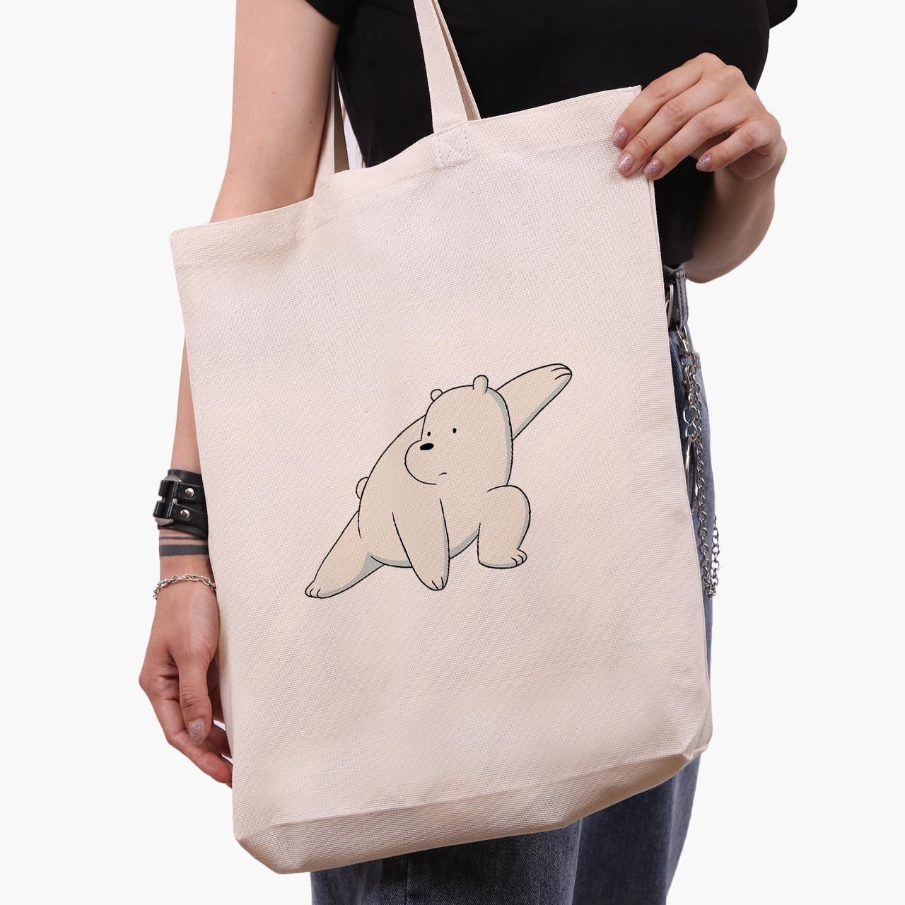 Эко сумка шоппер We Bare bears 41х39х8 Бежевый (9227-1775-WTD)