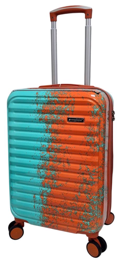 Чемодан маленький для ручной клади Madisson Snowball 65203 поликарбонат S 56x36x23 см Зелено-оранжевый