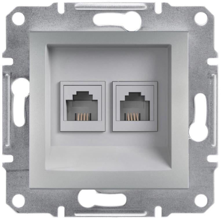 Розетка телефонна Schneider Electric Asfora RJ11 ABS Алюминий (EPH4200161)