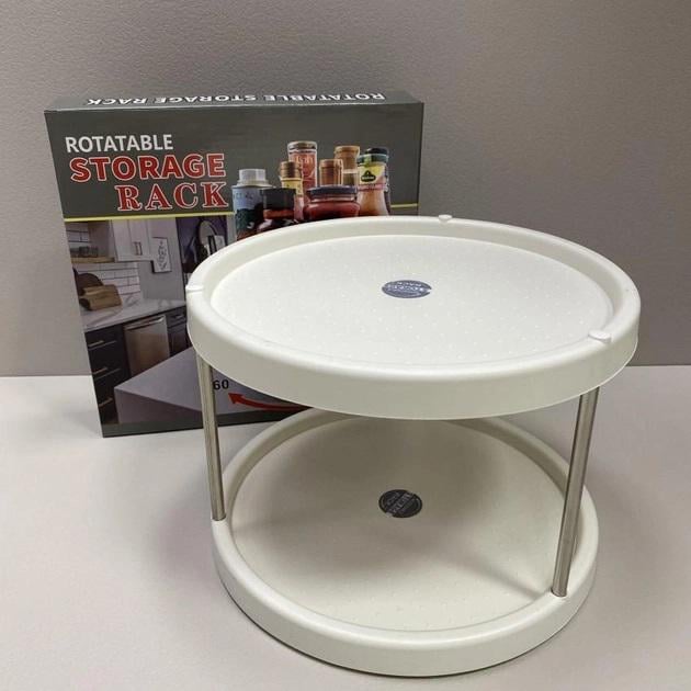 Полиця-стелаж Stenson R93345 обертовий 2 яруси 16,8х24,8 см White (599839) - фото 3