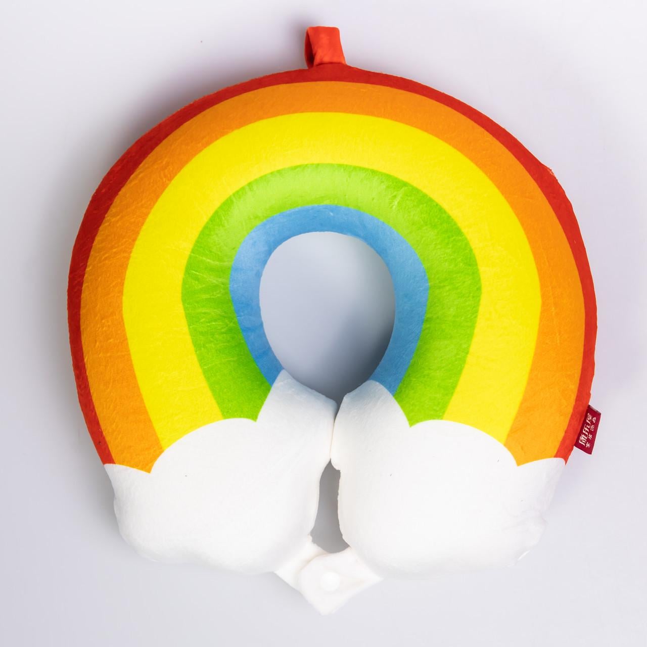 Подушка для шеи Rainbow U-образная с memory foam плюш-велюр для путешествий и сна Красный