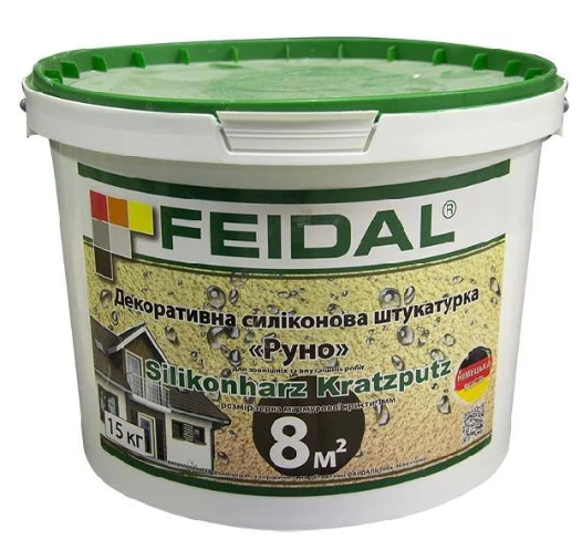 Декоративна штукатурка силіконова Silikonharz Kratzputz Feidal "Руно" 1 мм 15 кг (27582184)