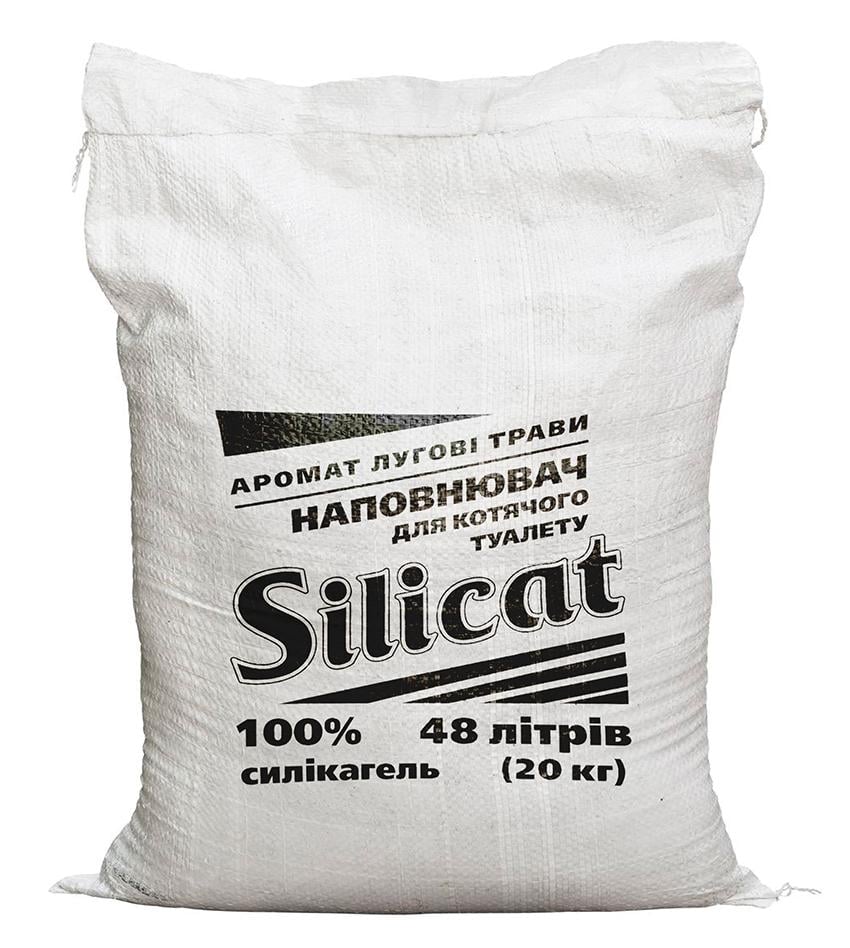 Наповнювач для котячого туалету Silicat силікагелевий із запахом лугових трав 48 л 20 кг (29711144)