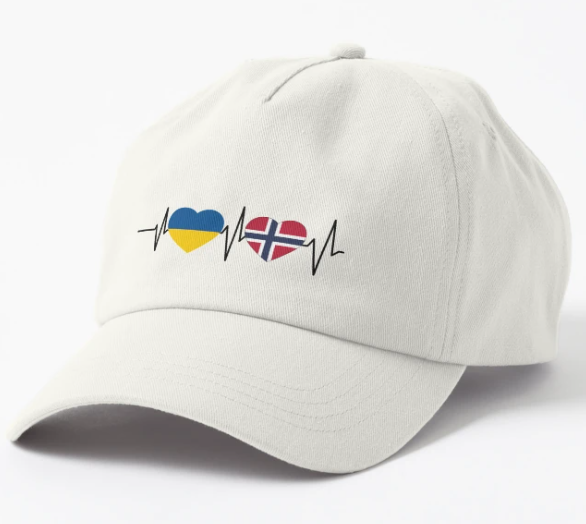 Кепка унисекс Malfini с патриотическим принтом Norway Ukraine Белый (УКР404К-2)