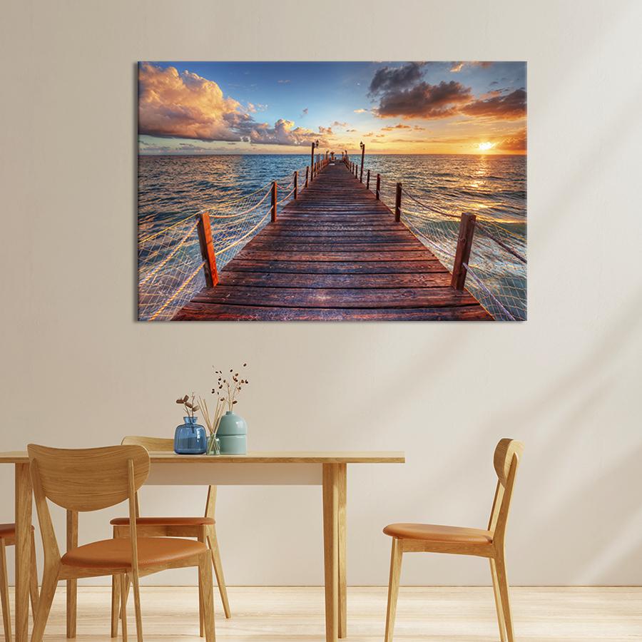 Настінний декор картина на холсті для інтер’єру Морський пірс 51x34 см (424-1)