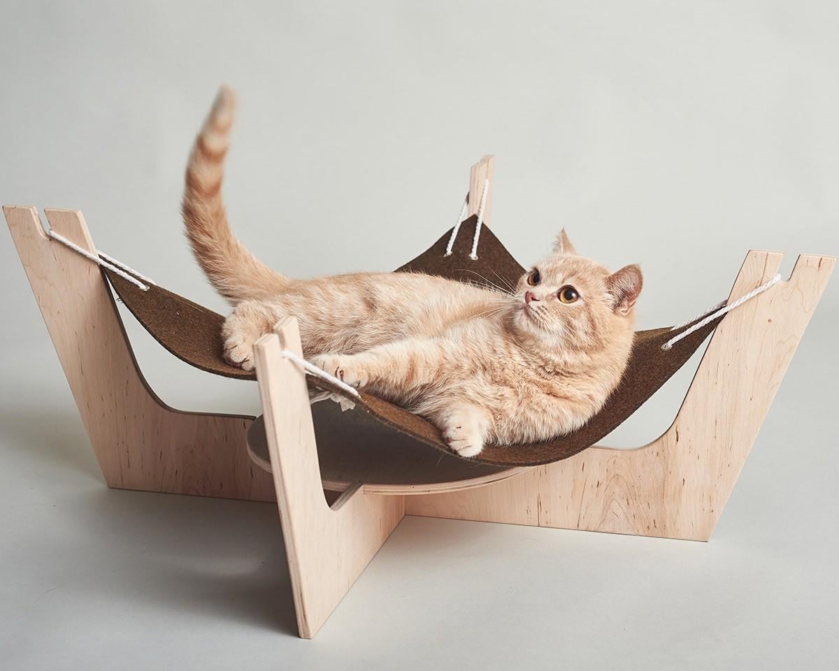 Гамак для кошки MYRR Seychelles с войлочным ложе 73х73х26 см Коричневый