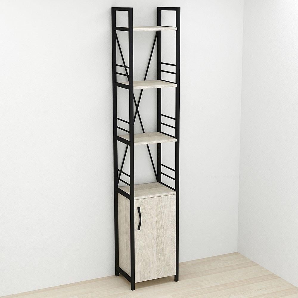 Этажерка Ferrum-decor 4/34 Конект с тумбой 179x34x28 см Черный/Сонома (FRD-104466)