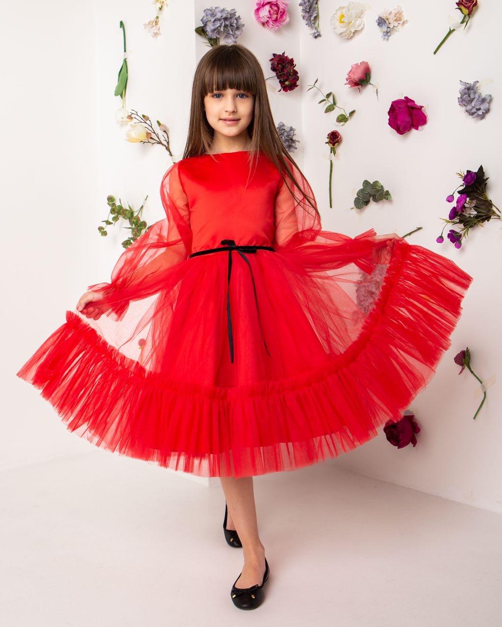 Платье праздничное для девочки 128 см Красный (2229486464) - фото 4