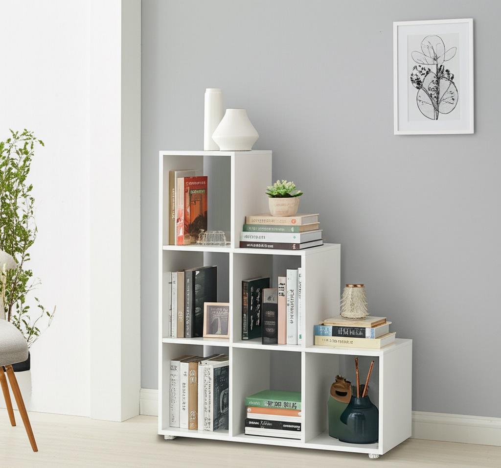 Стелаж настінно-підлоговий MEBLIBUD KUB модульний 6 секції Білий (31956/6) - фото 4 Стелаж настінно-підлоговий MEBLIBUD KUB модульний 6 секції Білий (31956/6) - фото 4