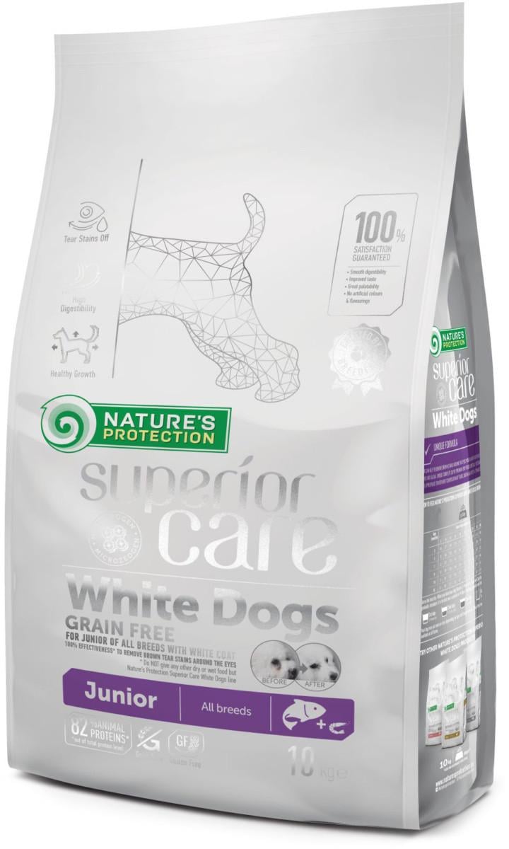 Корм сухой Nature's Protection Superior Care White Dogs Grain Free Junior All Breed для юниоров беззерновой 10 кг (4771317456724)