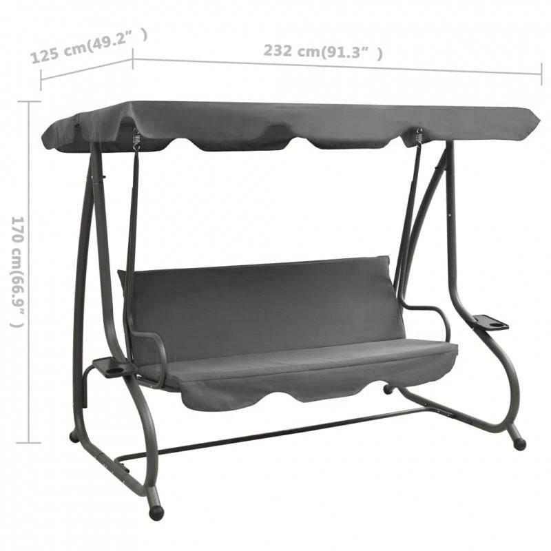 Садова гойдалка JUST GARDEN Relax Comfort Сірий (2660846425) - фото 7 Садова гойдалка JUST GARDEN Relax Comfort Сірий (2660846425) - фото 7