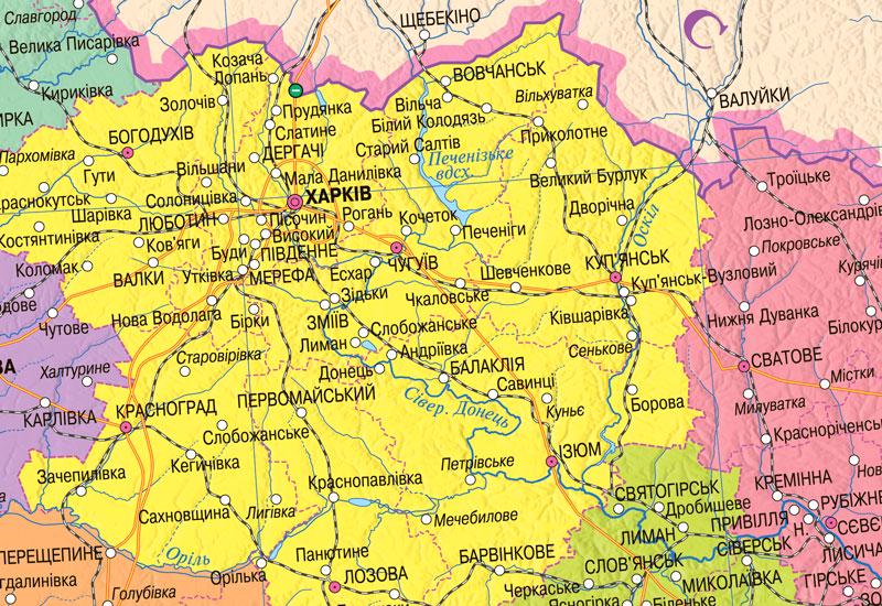 Карта Украины Административное деление М 1:1 400 000 ламинированная бумага 100x70 см (4820114950222) - фото 4