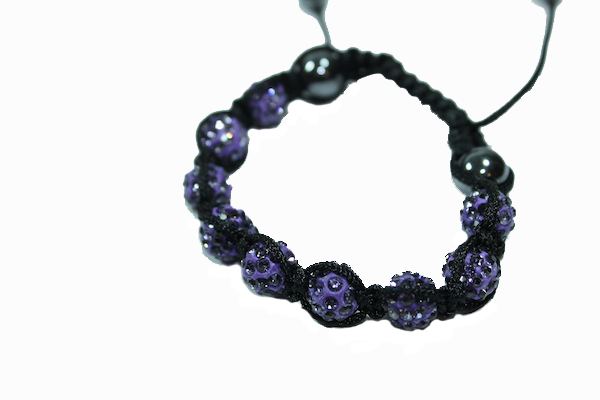 Браслет шамбала кружки 10 мм Фиолетовый