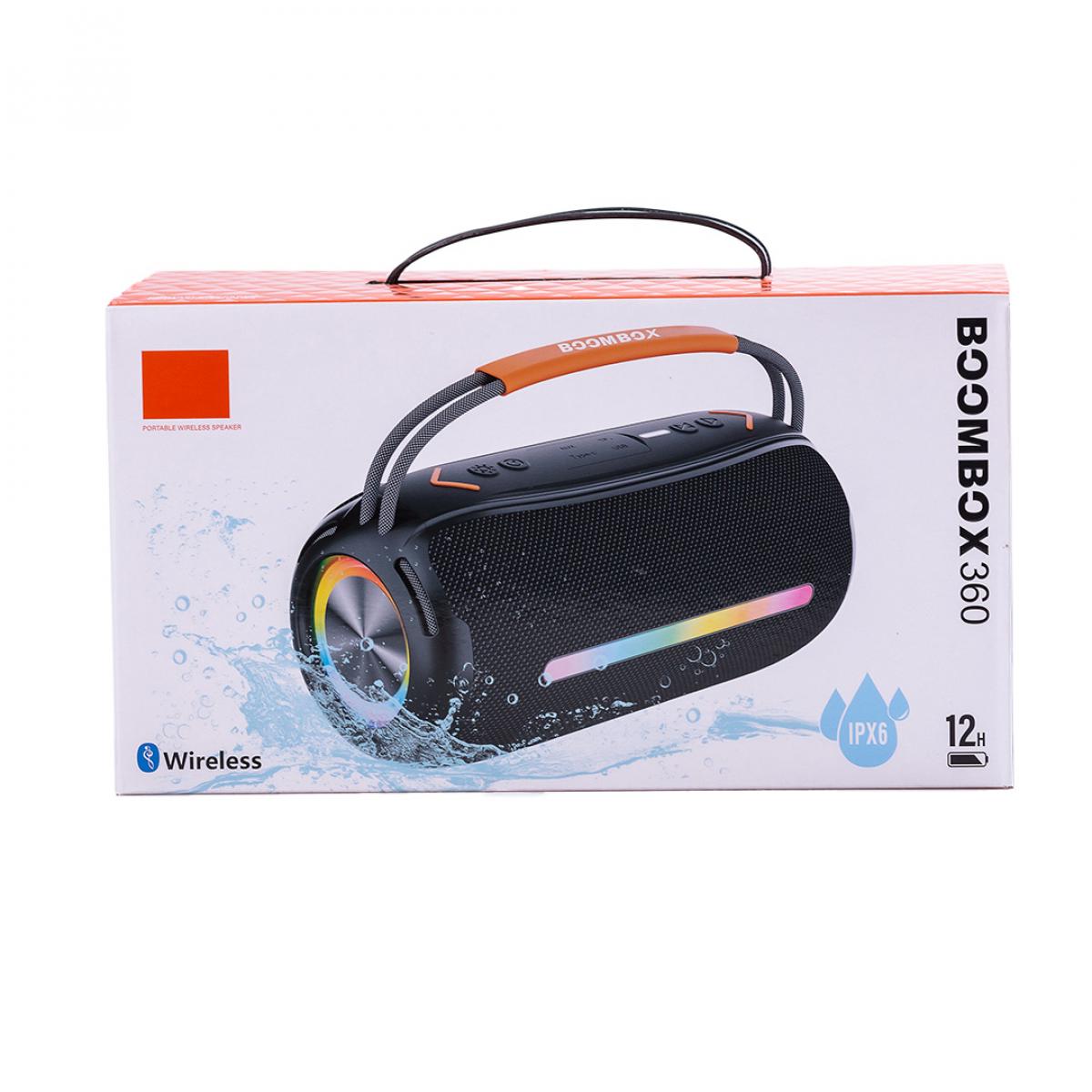 Портативная колонка BOOMSBOX 360 BT/TF/USB/AUX с подсветкой 20 Вт Черный (20986978) - фото 8