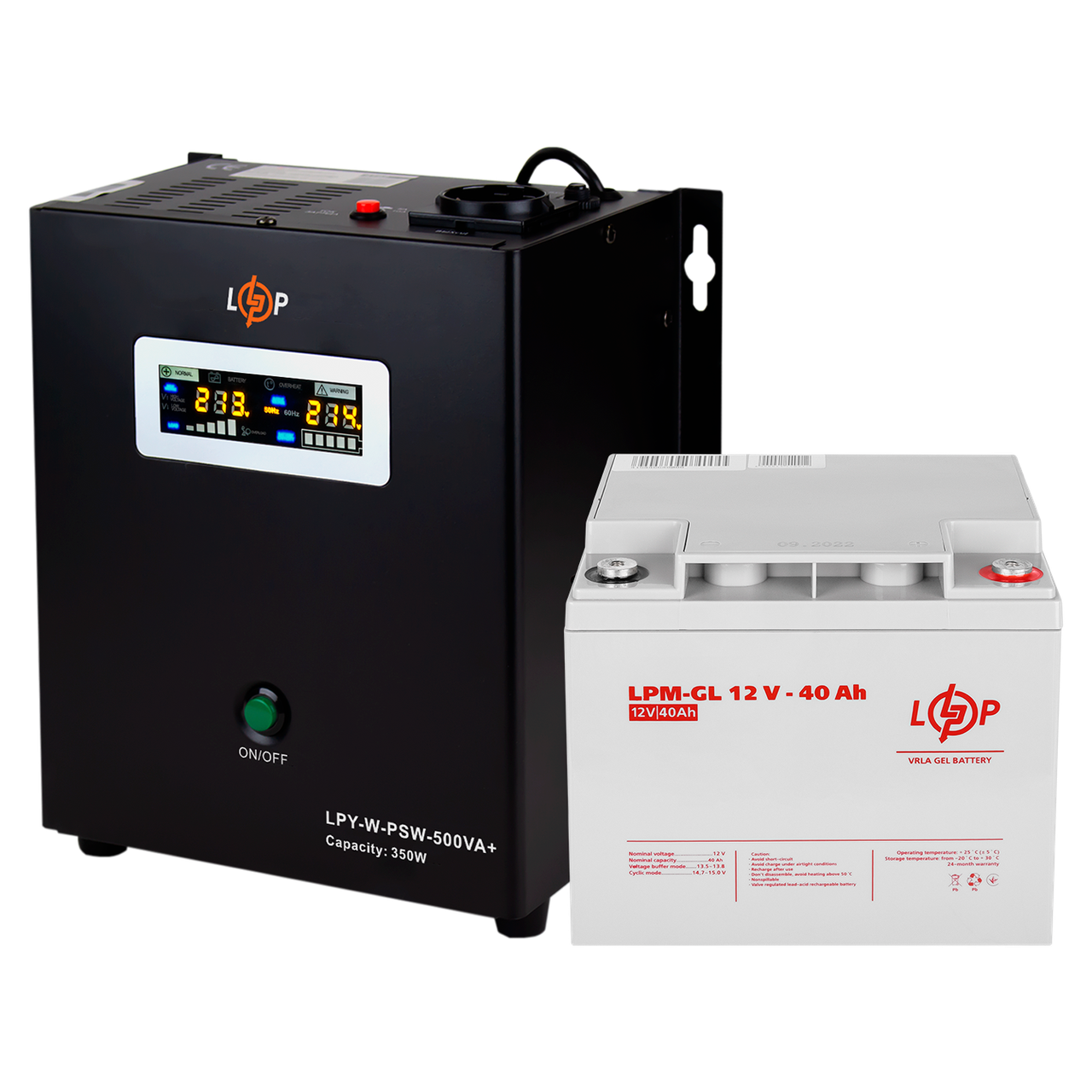 Комплект резервного питания для котла LogicPower ИБП/гелевая батарея UPS W500/АКБ GL 480W (2479152210)