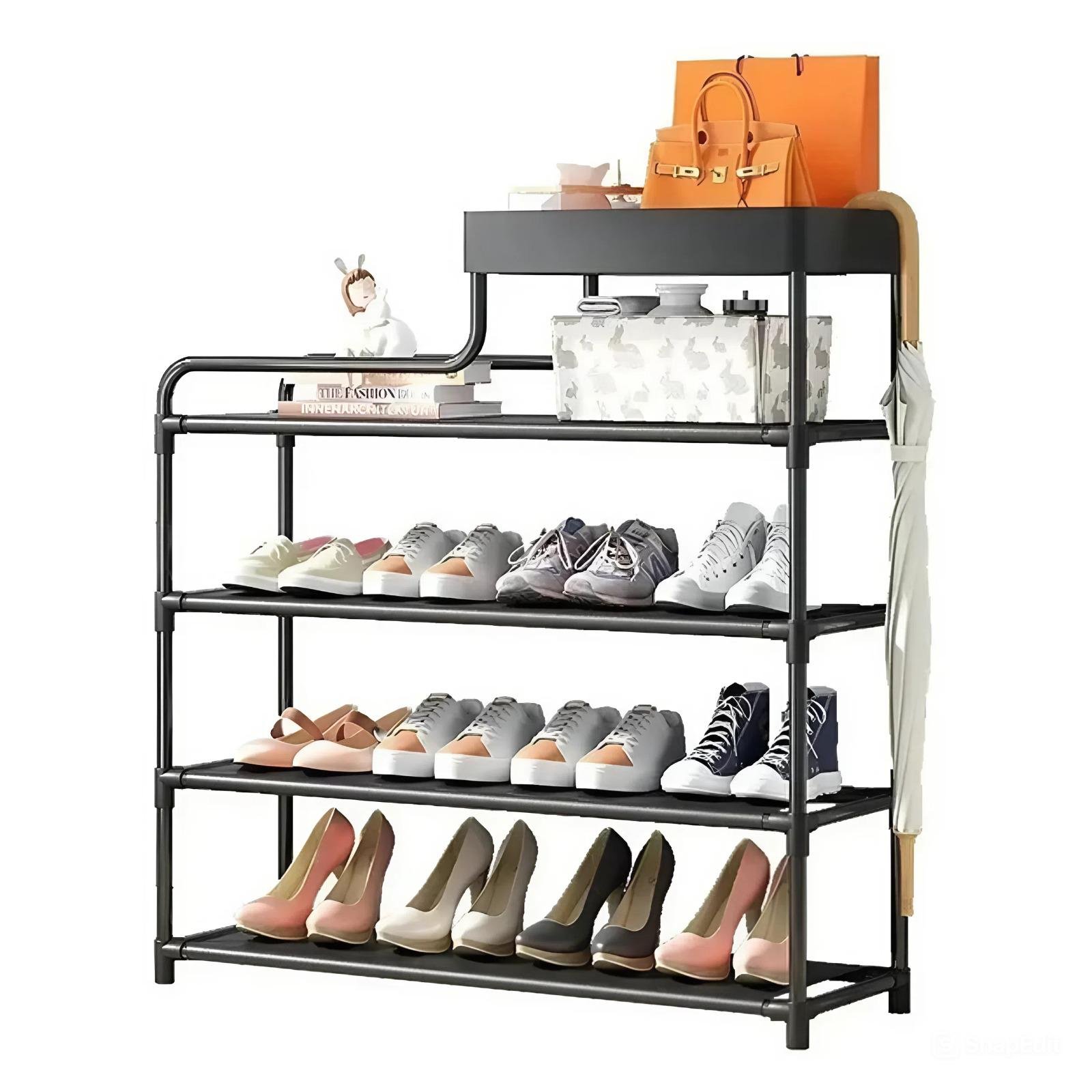 Подставка-стеллаж для хранения обуви Shoe Rack 60х18,5х78,5 см металл Черный