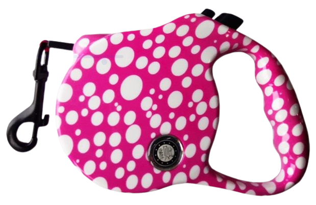 Повідець-рулетка для собак у горошок до 60 кг 6 м Рожевий/Білий (2296440440)