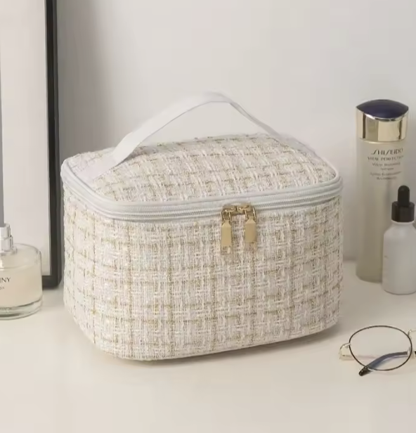 Косметичка женская дорожная твидовая универсальная Белый (30822551)