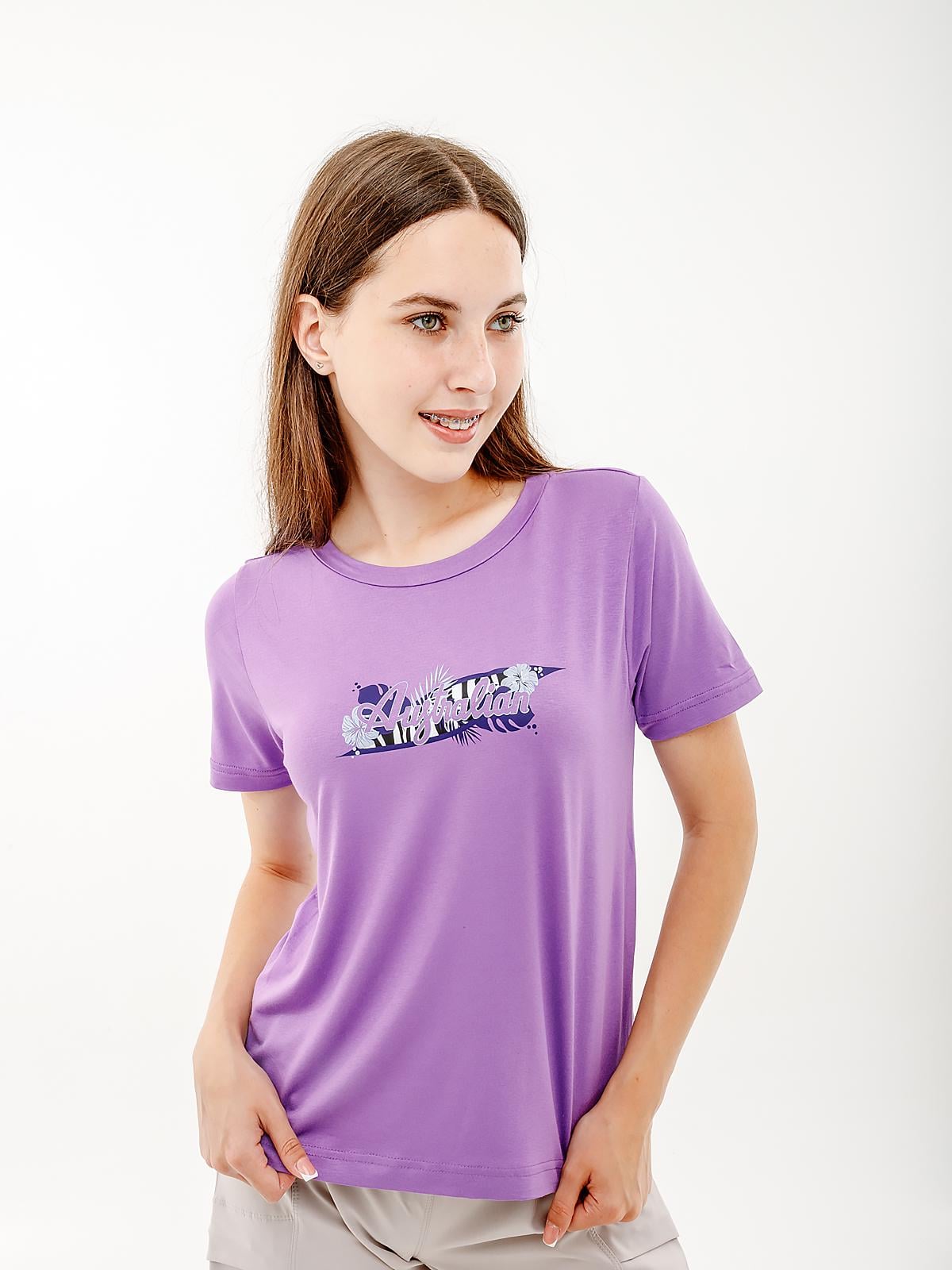 Футболка женская Australian LOGO FLOWERS TEE JERSEY V XL Лавандовый (7dLSDTS0027-768 XL)