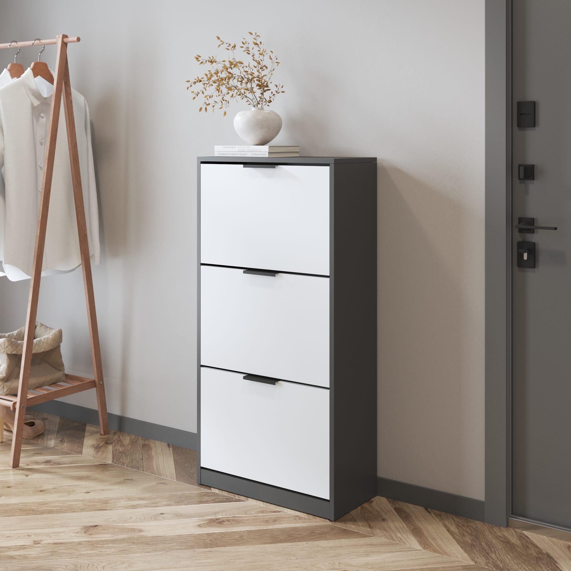 Тумба для взуття на 3 полиці ЛДСП Антрацит/Білий (372267)