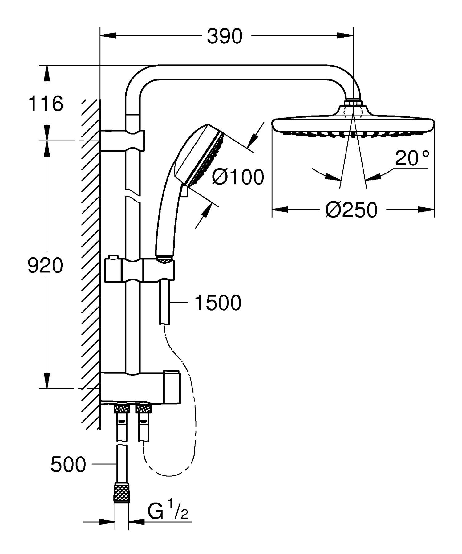 Душова система із перемикачем Grohe New Tempesta Cosmop. System (26675000) - фото 6