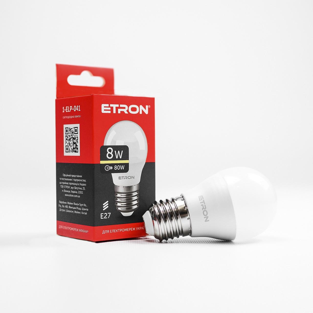 LED лампа ETRON Light 1-ELP-041 G45 E27 8 W 220 V 3000 K