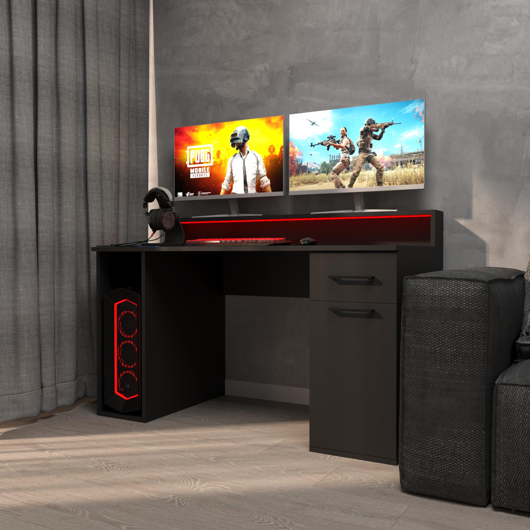 Компьютерный стол Mebellini Комбо MODERN 1550х710/860х600 мм Черный (арт.SKEP1000-074) - фото 2 Компьютерный стол Mebellini Комбо MODERN 1550х710/860х600 мм Черный (арт.SKEP1000-074) - фото 2