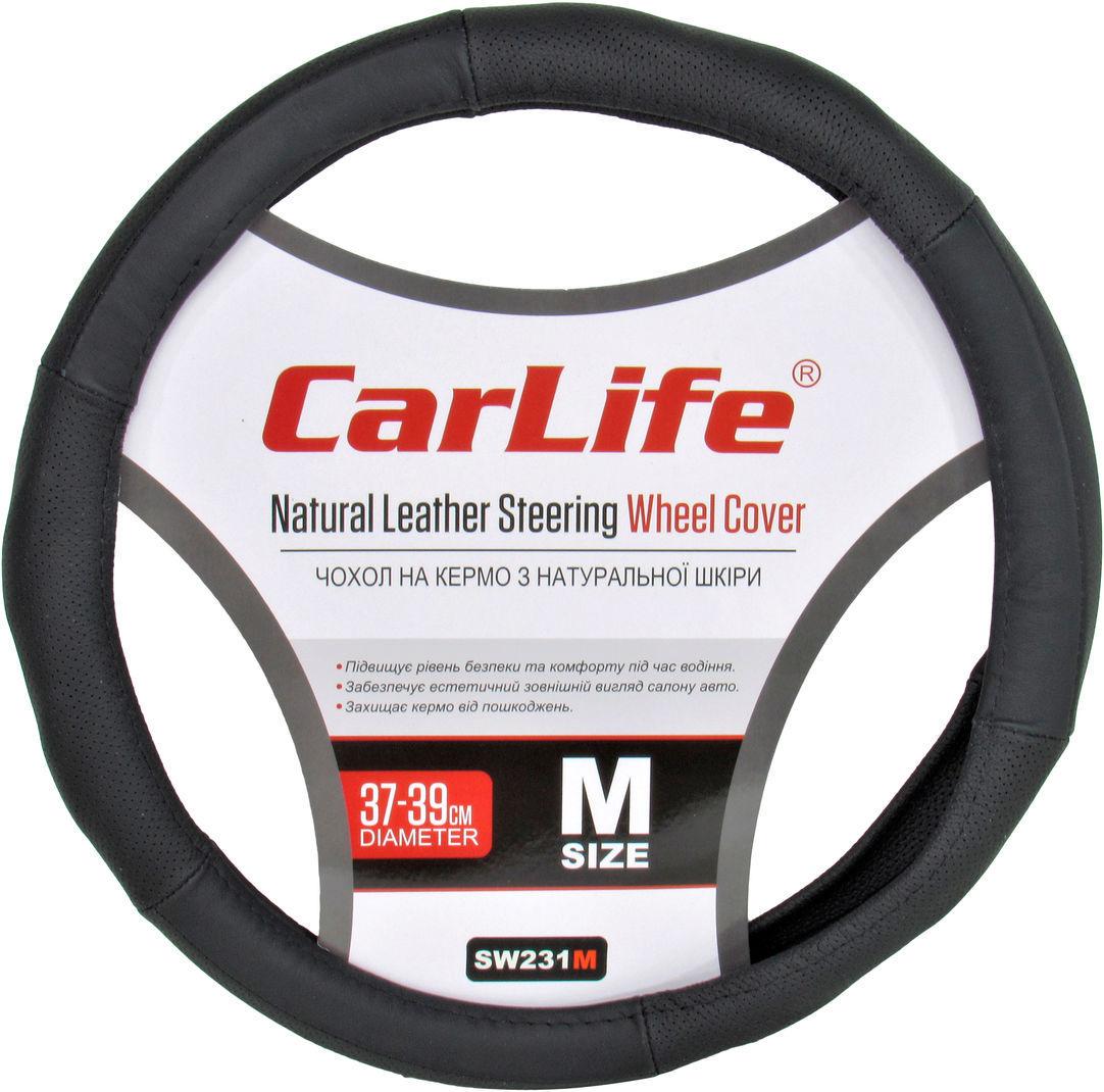 Чехол на руль CarLife M 37-39 см Черный (0384360)
