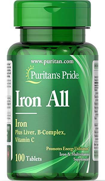Мультиминеральный комплекс Puritan's Pride Iron All Plus Liver, B-complex, Vitamin-C 100 Tabs Мультиминеральный комплекс Puritan's Pride Iron All Plus Liver, B-complex, Vitamin-C 100 Tabs