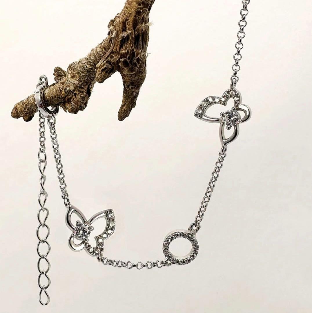 Браслет на руку метелики срібло 925 проби родоване 3,51 г 18-21 см (1691б)