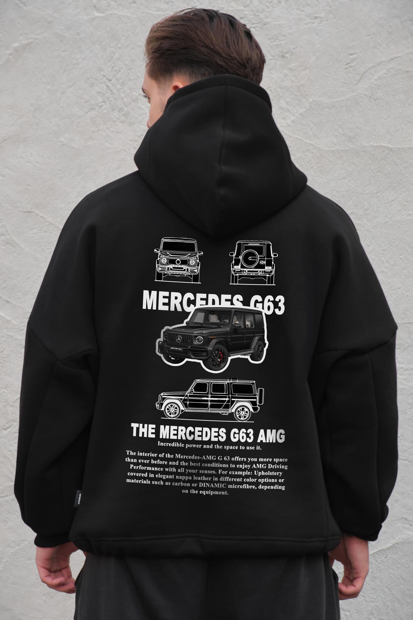 Худи на флисе с капюшоном и принтом оверсайз Without G63 One size Black (8056479 8056480)