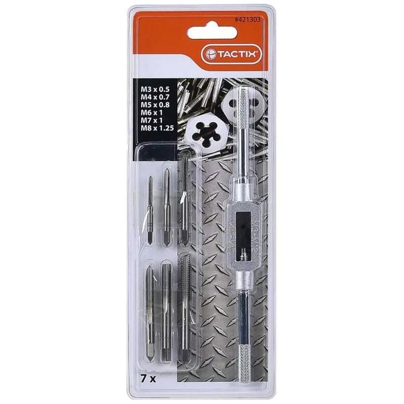 Набор метчиков TACTIX 421303 7в1 M3-M8 с воротком сталь (INSTNTNDT421303MT0)