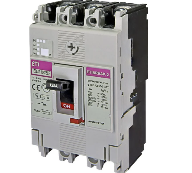Автоматический выключатель ETI EB2S 160/3LF 125A, 16kA, F/F, 3P