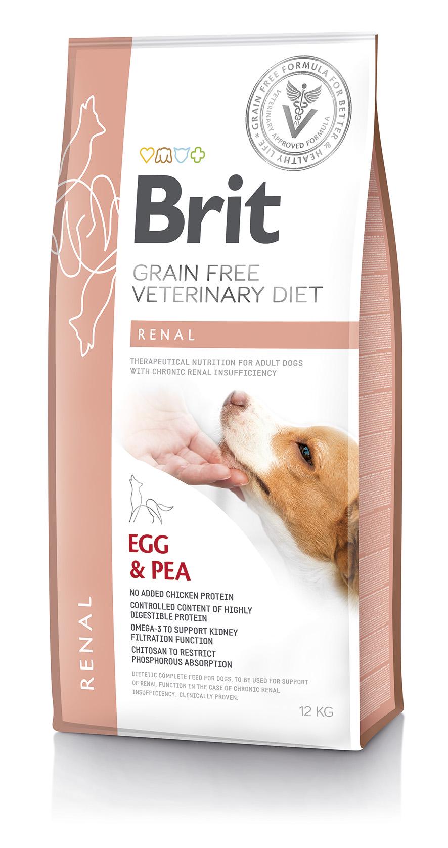 Корм сухий для дорослих собак Brit VetDiets Renal з яйцем/горохом/гречкою при нирковій недостатності 2 кг