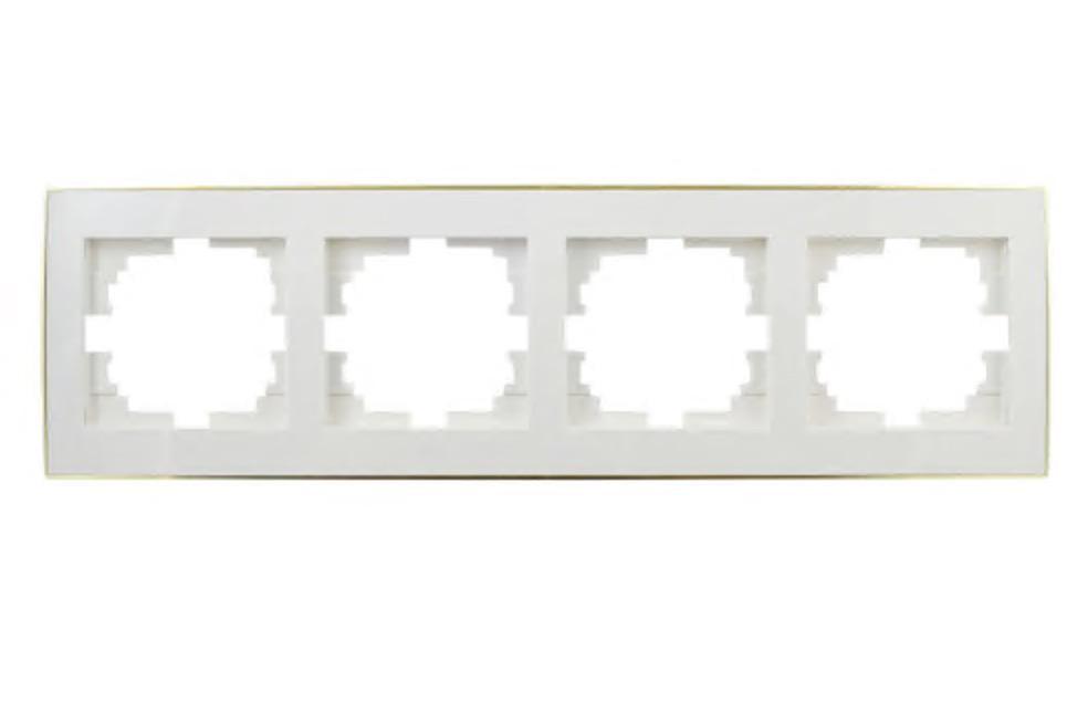 Рамка чотиримісна горизонтальна Lezard Rain з боковою вставкою Золотий/Білий (00000004895)