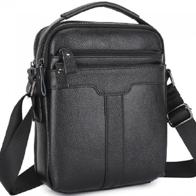 Сумка мужская кожаная Tiding Bag через плечо Черный (A25-3278A)