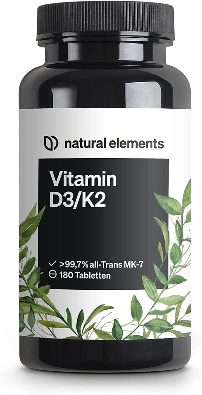 Витамины для иммунитета Natural Elements Витамин D3 5000 МЕ/K2 180 таб. (50093NED3k2180T)