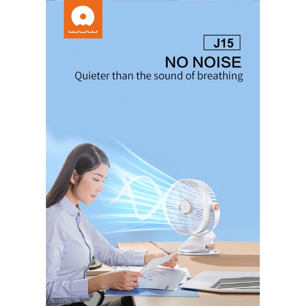 Портативный вентилятор на прищепке Wuw 1500mAh настольный со встроенным аккумулятором White ( J15) - фото 7 Портативный вентилятор на прищепке Wuw 1500mAh настольный со встроенным аккумулятором White ( J15) - фото 7