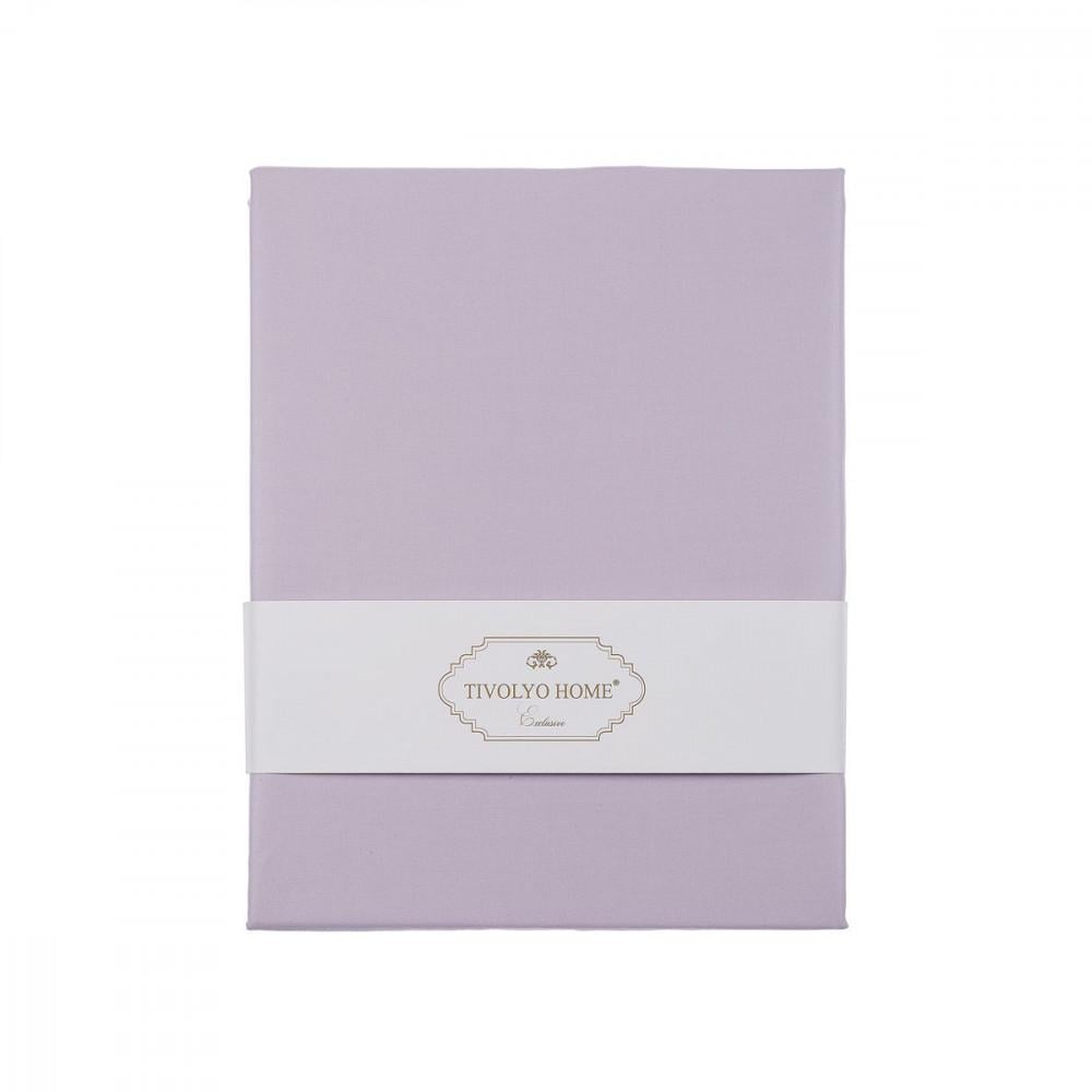 Сатинове простирадло Tivolyo Home lila 240х260 та 2 наволочки  50х70 см