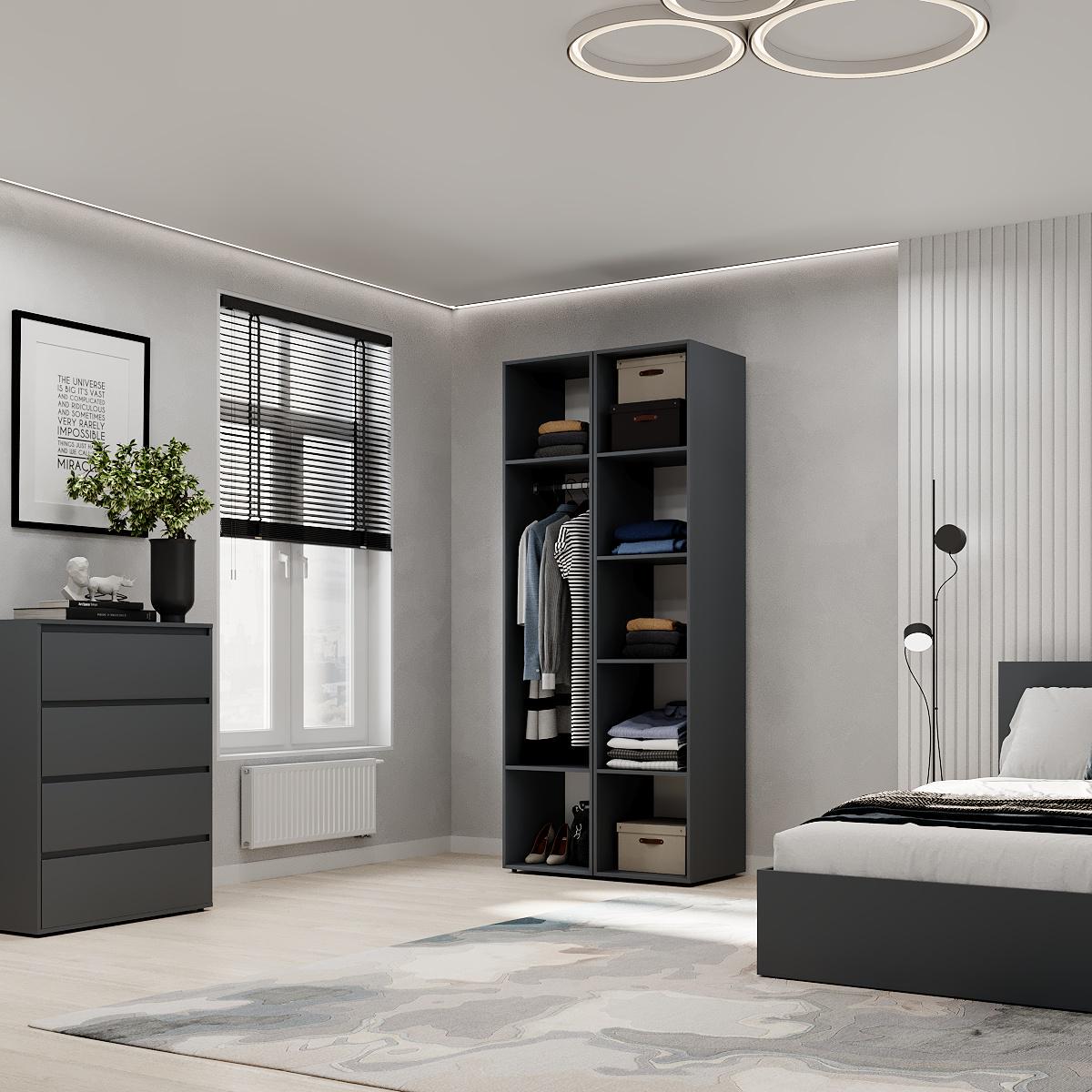 Шкаф распашной комбинированный ART IN HEAD №13 Light 800x500x2200 мм Графит серый (GALTK0137000000) - фото 4 Шкаф распашной комбинированный ART IN HEAD №13 Light 800x500x2200 мм Графит серый (GALTK0137000000) - фото 4