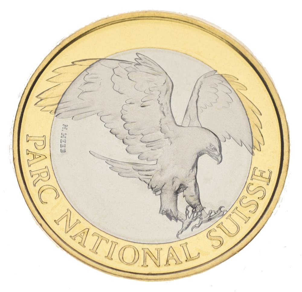 Коллекционная монета Швейцария 10 франков 2009 Биметалл UNC Фауна Швейцарии - Птица - Золотой орел (М16860)