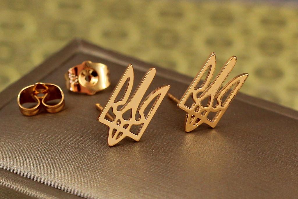Серьги гвоздики Xuping Jewelry Герб трезубец 1,7 см Золотистый (2135288546)