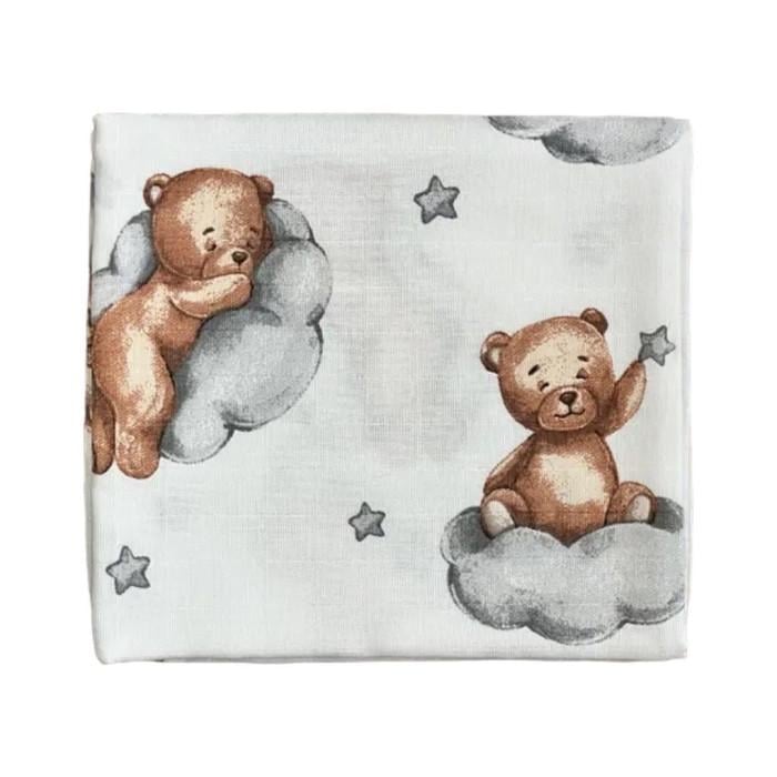 Пеленка муслиновая Медвежонок на облачке #34 100x80 см (143188)
