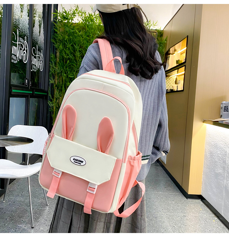 Школьный рюкзак для девочки Ушки 3в1 5-11 класс Бело-Розовый (27668042) - фото 2