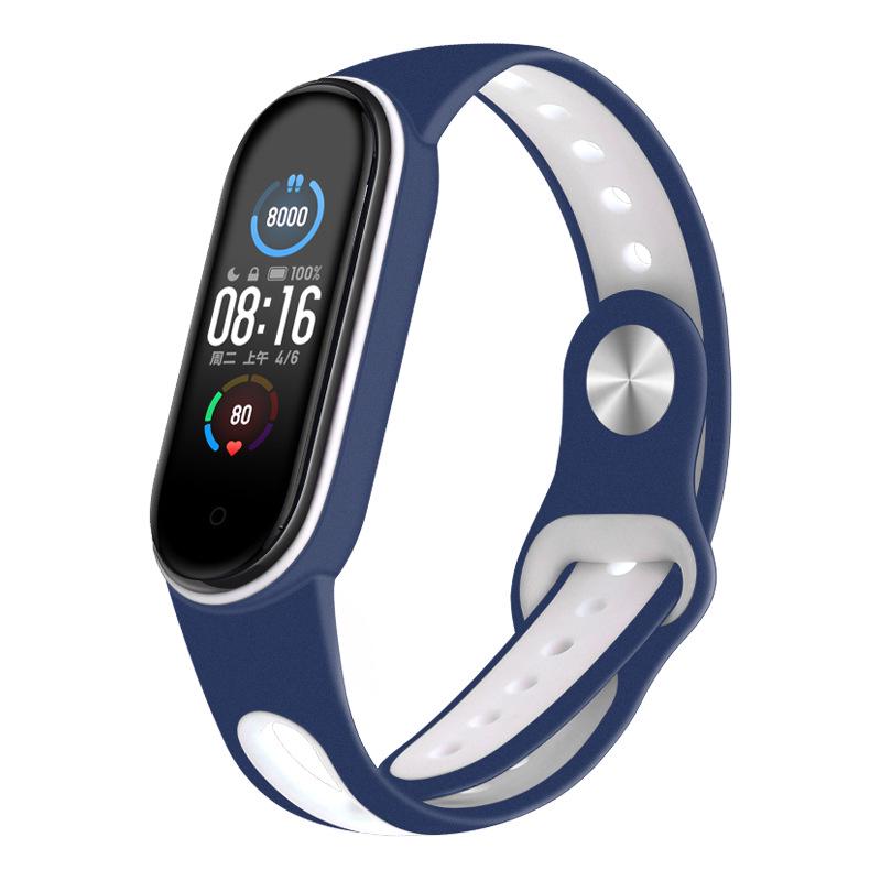 Ремешок Sport Style BeCover для Xiaomi Mi Smart Band 5/Mi Smart Band 6 Blue/White (705171)