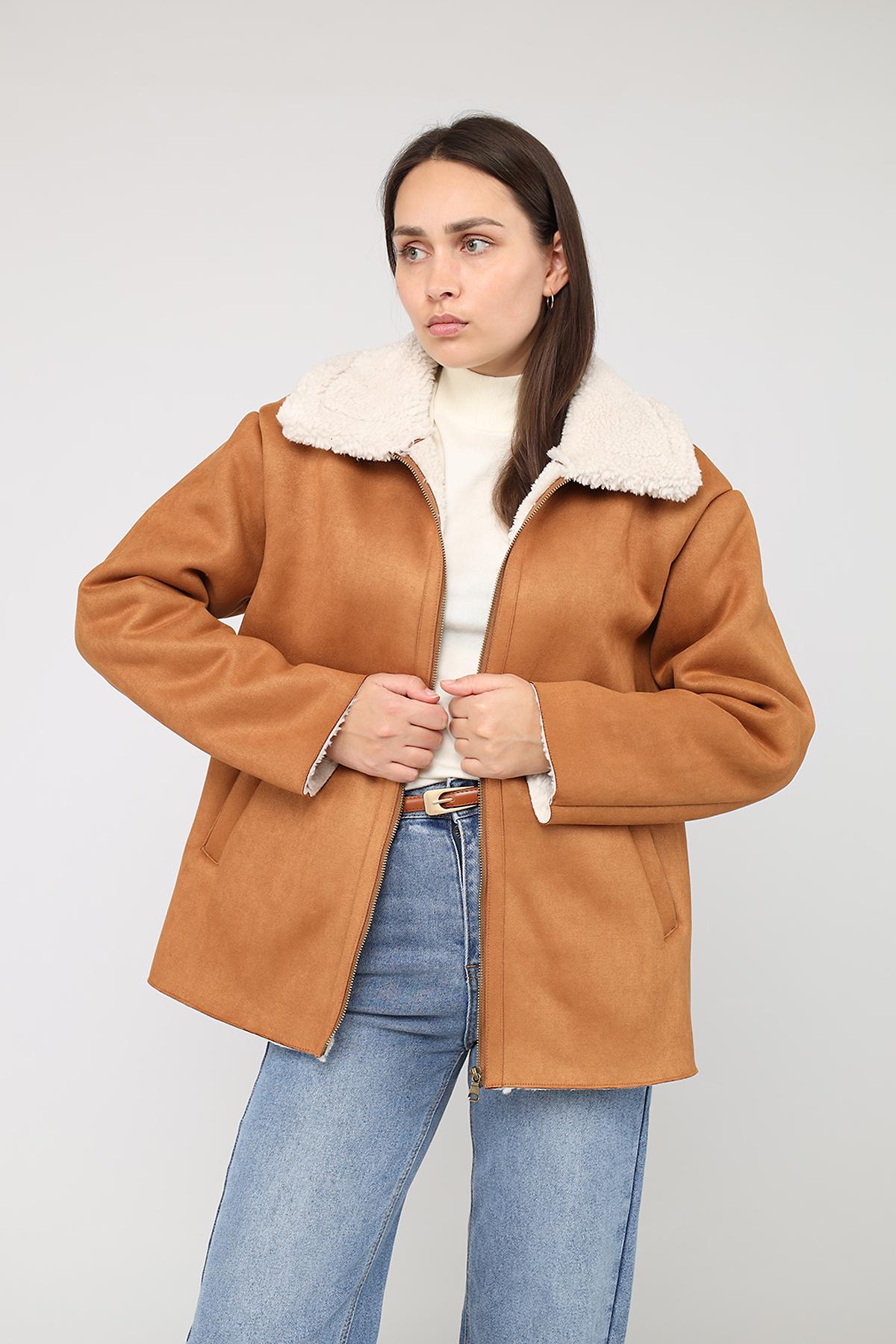 Дубленка женская цвет коричневый 52 ЦБ-00278623