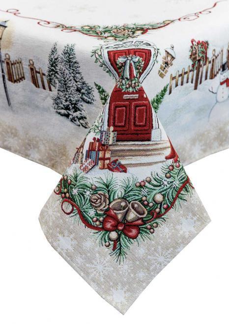 Скатерть гобеленовая с велюром Праздничный дом 135х180 см (31281)